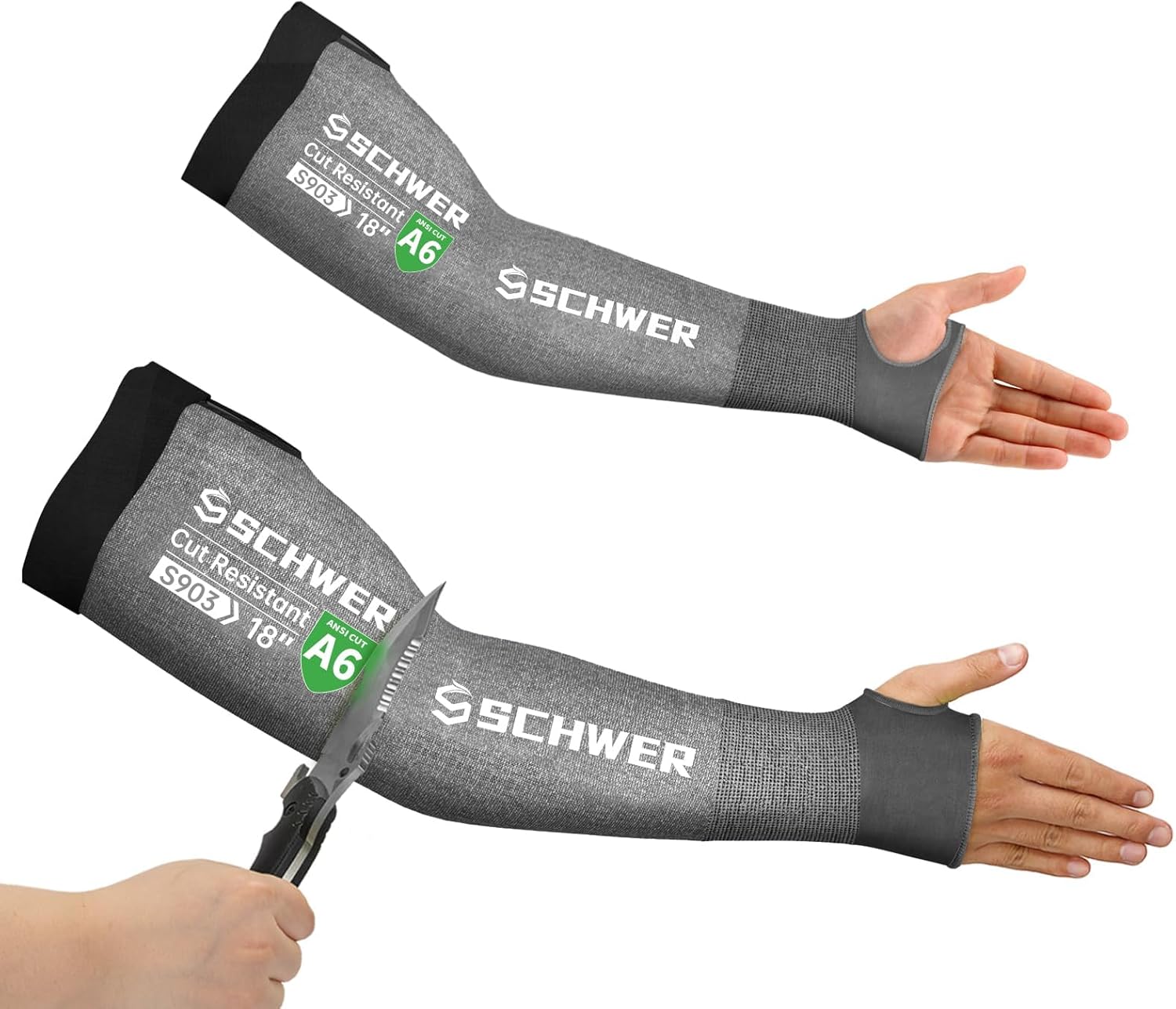 Schwer AIR-SKIN Arm Sleeves S903 for Thin Skin and Bruising, ANSI A6 Cut Resistant Arm Protectors for High Risk Work, UPF50+ UV Protection Cooling Farmer Sleeves for Gardening, Lightweight, Breathable