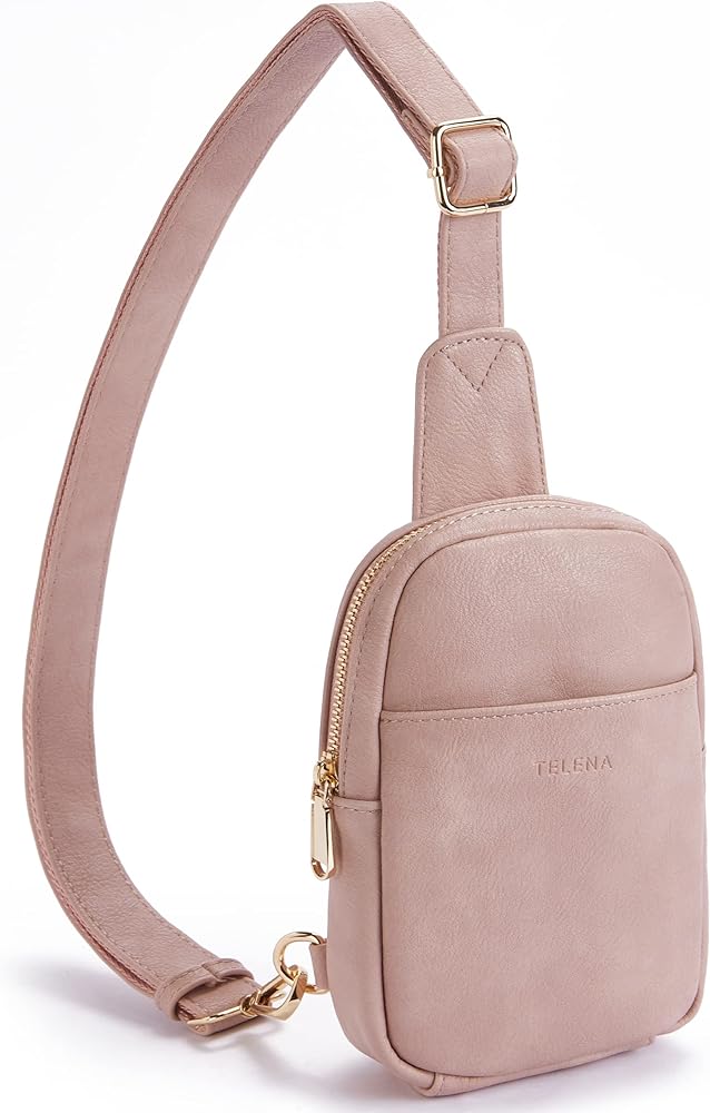 Telena Small Sling Bag for Women Leather Crossbody Fanny Packs Chest Bag for Women