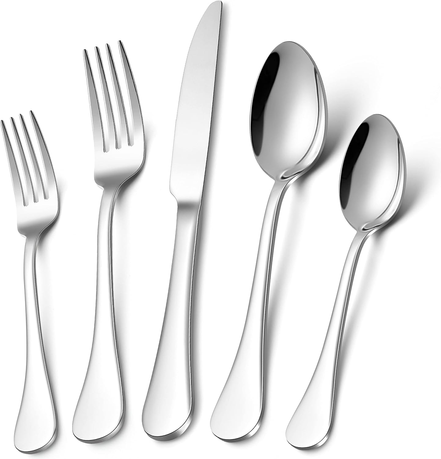 LIANYU 20-Piece 18/10 Flatware Set, Stainless Steel Fancy Silverware Cutlery Set for 4, Tableware Eating Utensils Set for Restaurant Wedding, Dishwasher Safe, Mirror Polished