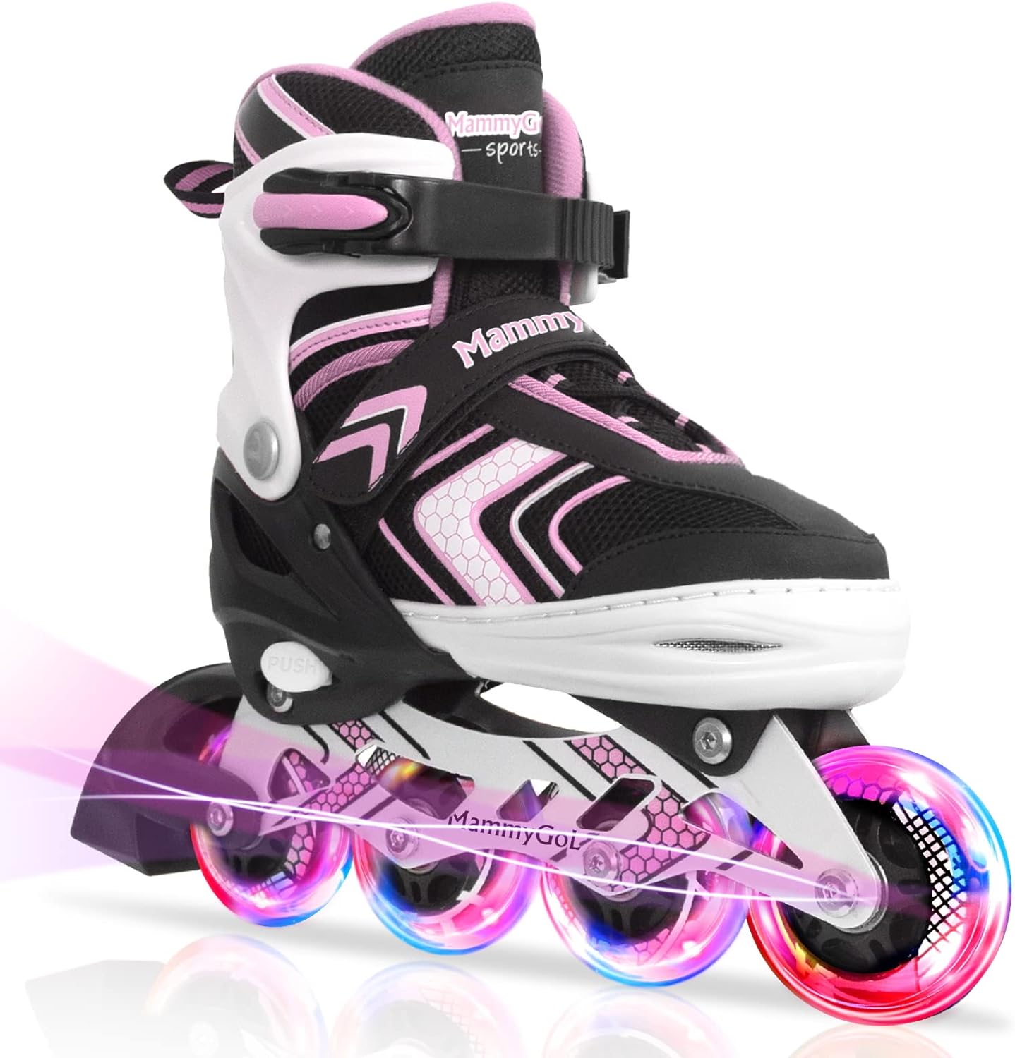 MammyGol Inline Skates for Girls Boys with Full Light Up Wheels, Adjustable Beginner Blades Roller for Kids Youth