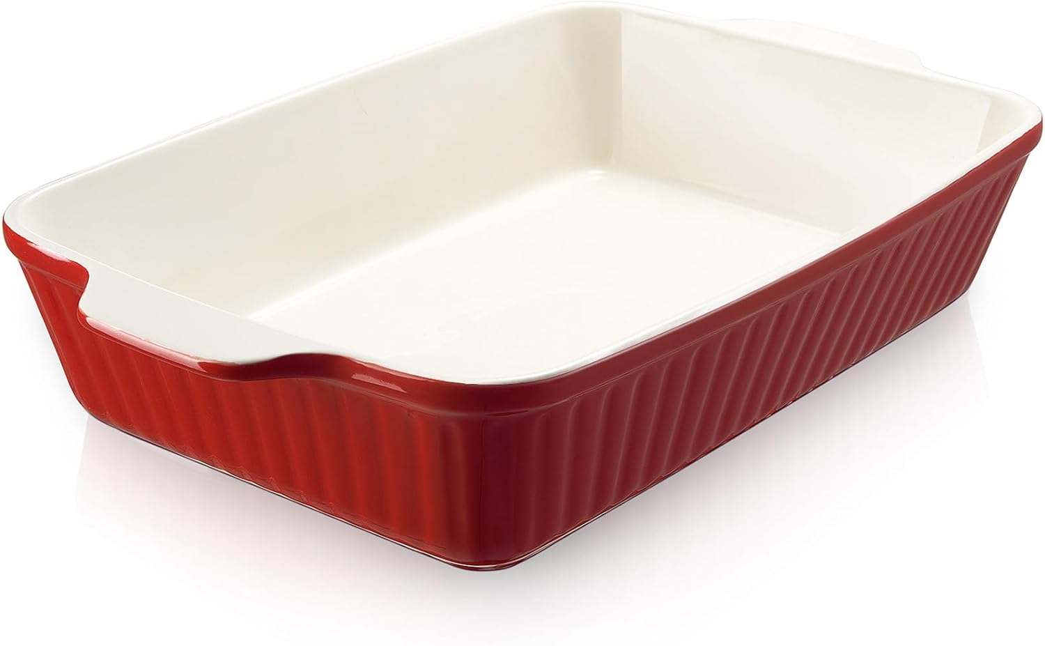 DOWAN Baking Dish, Deep 9x13-inch Casserole Dishes for Oven, Lasagna Pan Deep,135 oz Ceramic Baking Pan with Handles, Oven Safe for Baking, Home Decor Gift, Red