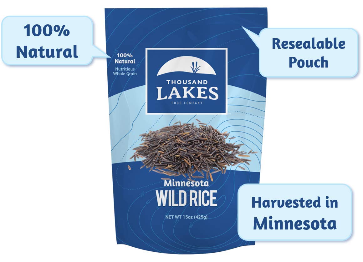 Thousand Lakes Minnesota Grown Wild Rice - 4-pack 15 ounces (3.75 pounds total) | 100% Wild Rice | All Natural