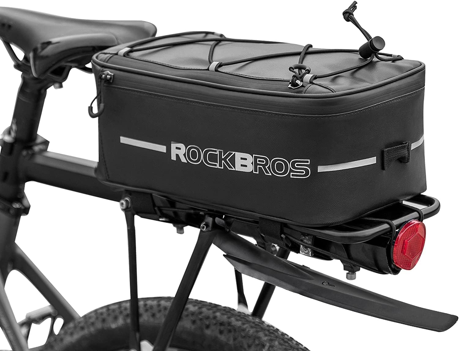 ROCKBROS+Bike+Rack+Bag+Bike+Trunk+Bag+Rear+Bike+Rack+Bag+for+Travel+with+Rain+Cover+%26+Reflective+Stripes%2c+6L(Black)