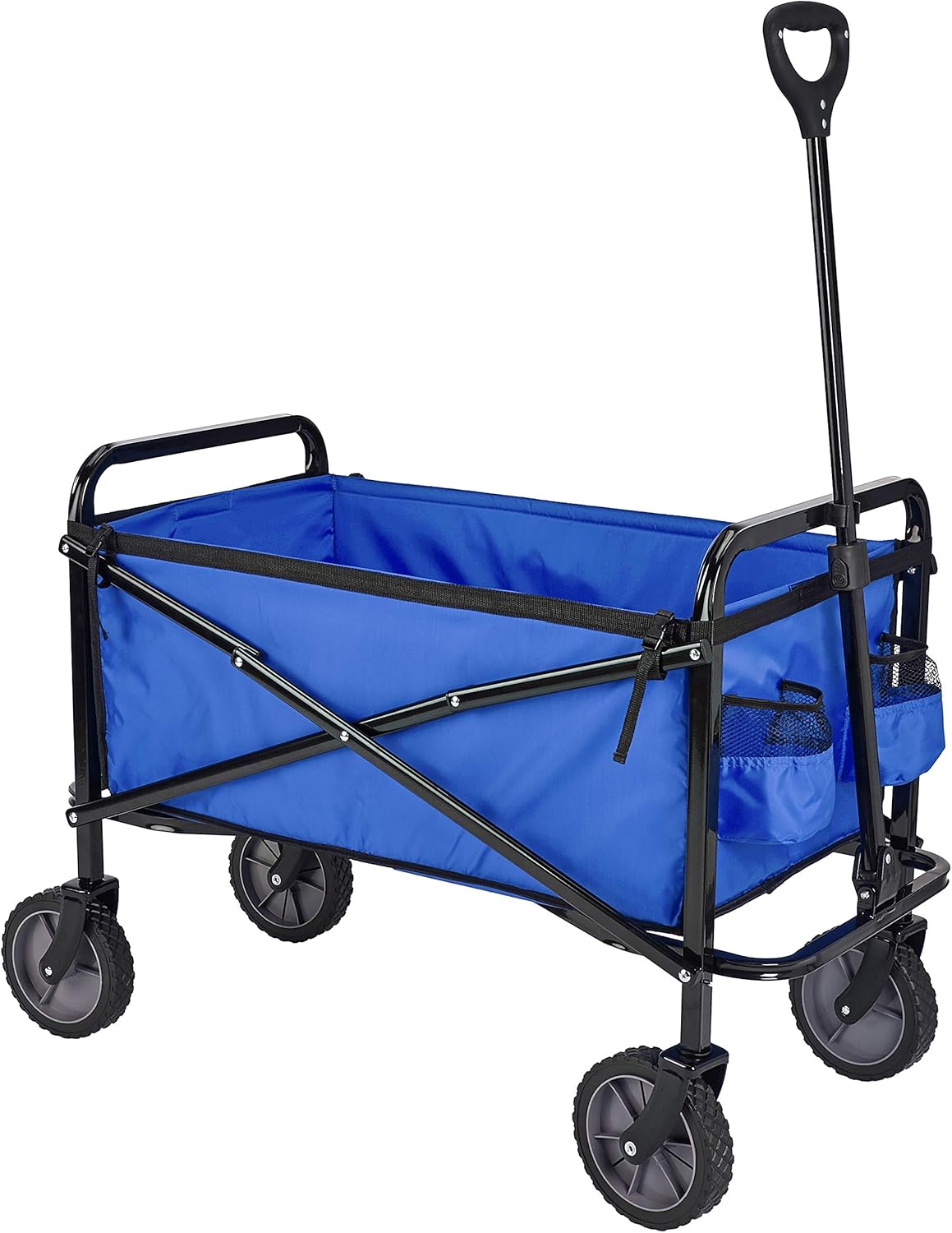 Amazon Basics Collapsible Folding Wagon, Heavy Duty, Utility Wagon for Sports, Camping, Garden, and Shopping, Blue