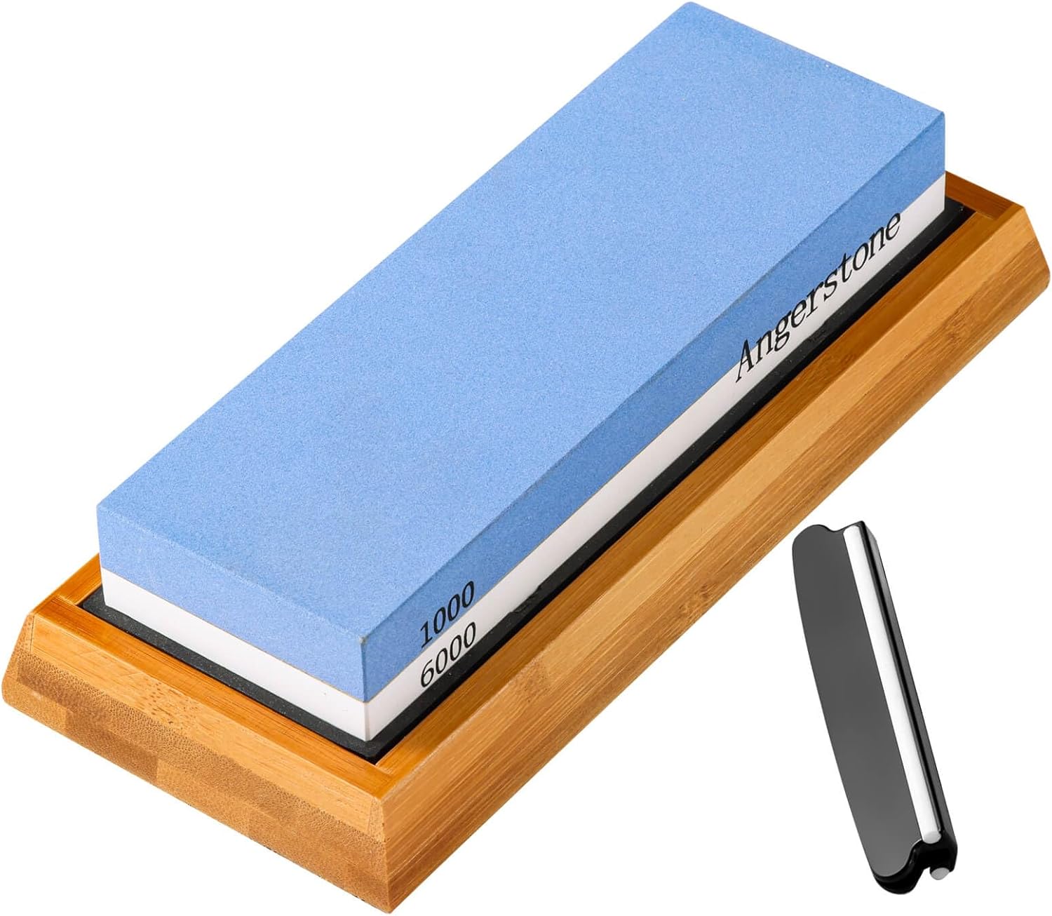 Premium Knife Sharpening Stone1000/6000 Grit Whetstone, Professional whetstone Sharpener stone with Slip-Resistant Silicone Base|Best wet stone|Nonslip Bamboo Base & Angle Guide