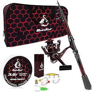 Fishing Rod and Reel Combos, Unique Design with X-Warping Painting, Carbon Fiber Telescopic Fishing Rod, Best Gift for Fishing Beginner and Angler