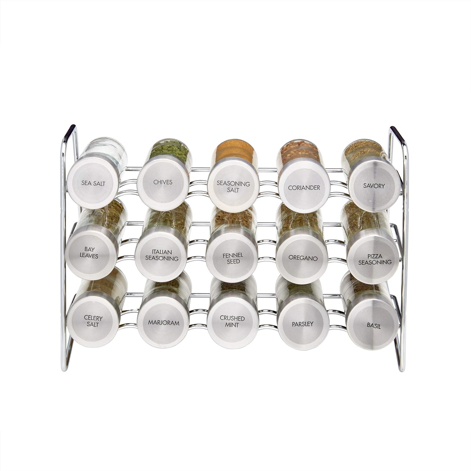 Kamenstein Stainless Steel 15-Jar Tabletop Spice Rack, Silver