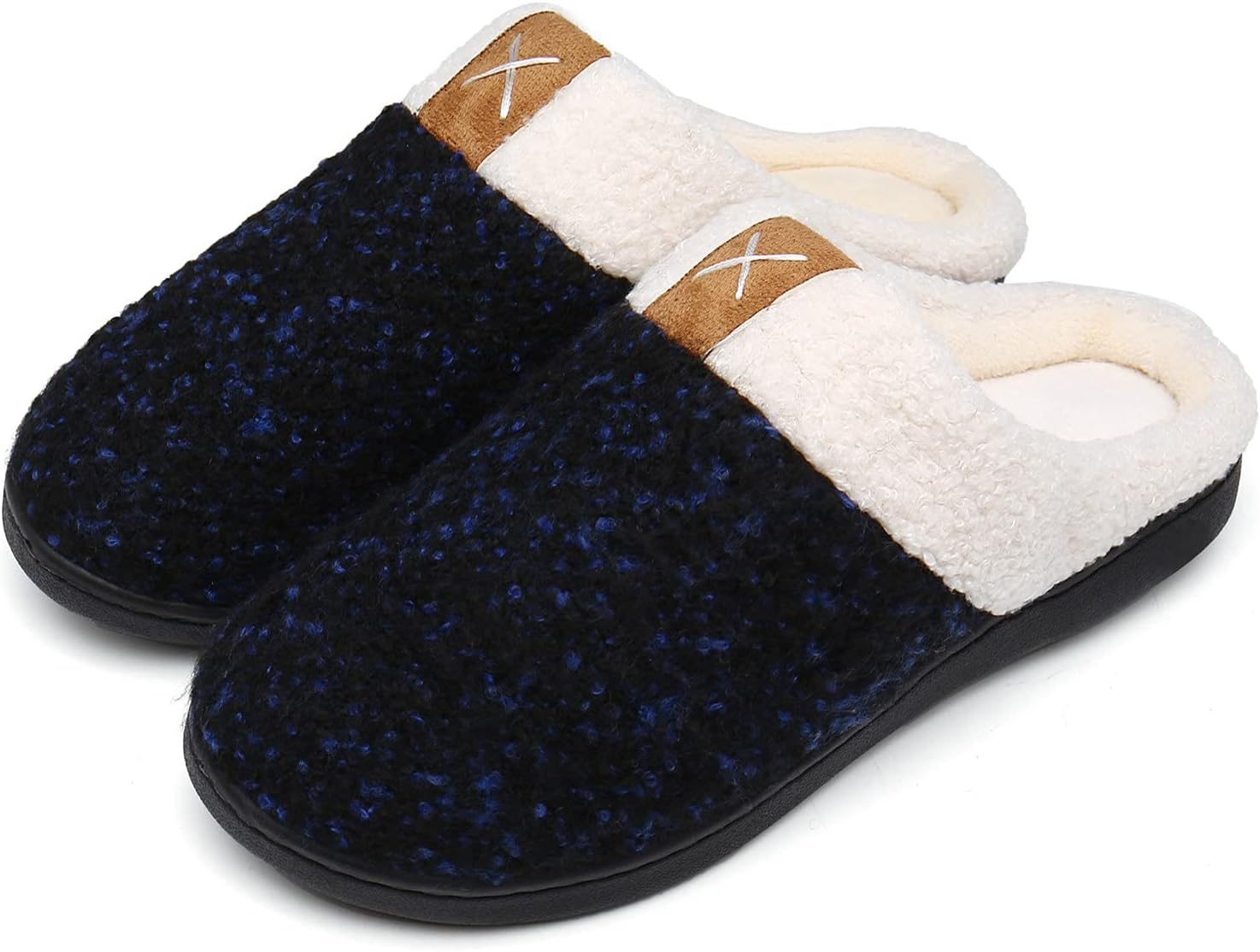 UBFEN Womens Mens Slippers Memory Foam Comfort Fuzzy Plush Lining Slip On House Shoes