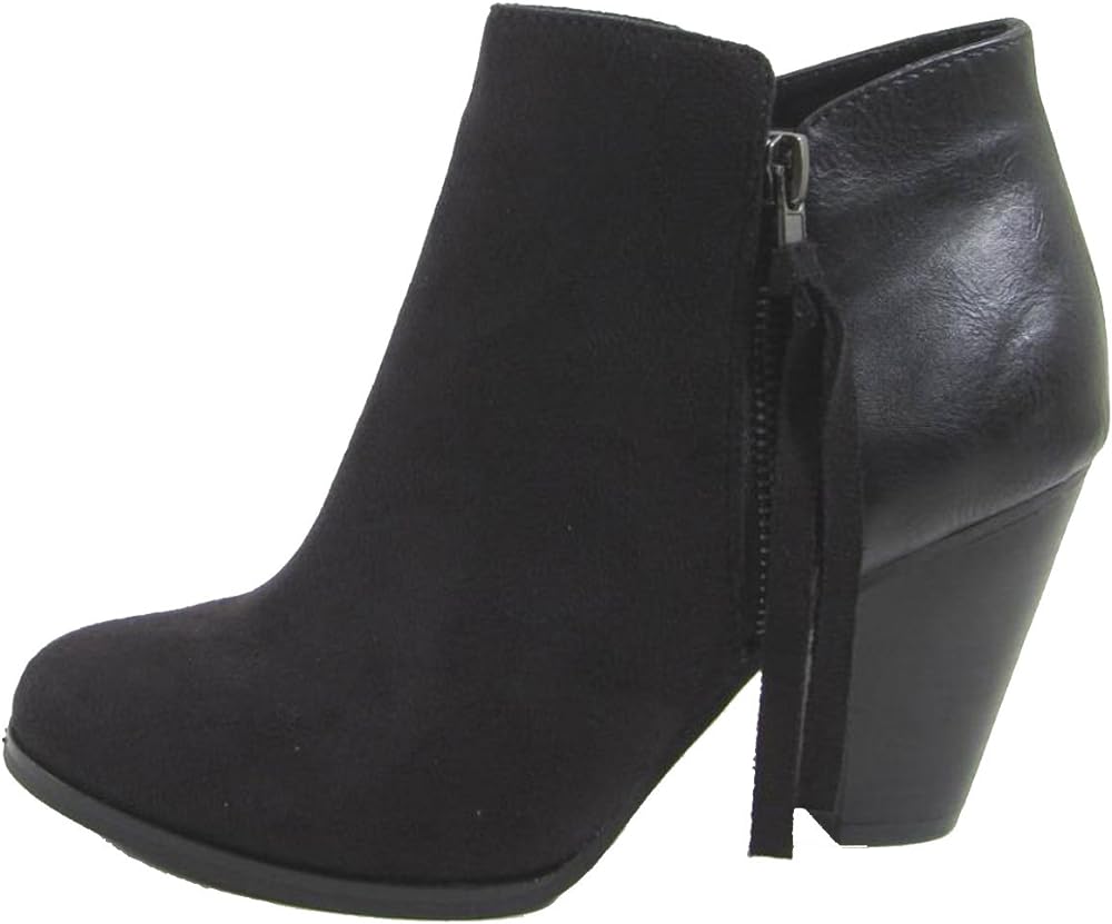 Soda Women&#39;s Ages Tassel Zip Chunky Heel Bootie