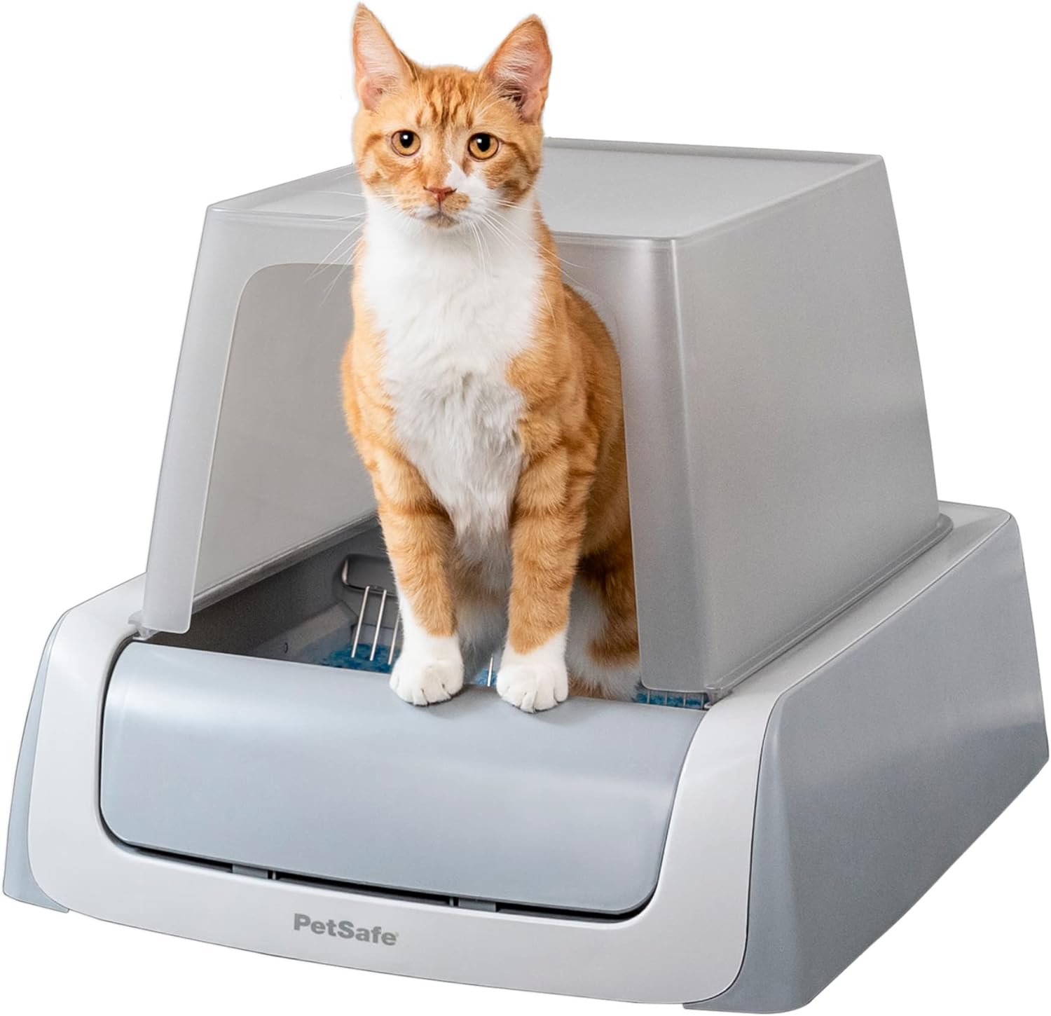 PetSafe ScoopFree Crystal Plus Front-Entry Self-Cleaning Cat Litter Box - Never Scoop Litter Again Hands-Free Cleanup With Disposable Crystal Tray - Less Tracking, Better Odor Control, Grey , 1 Count