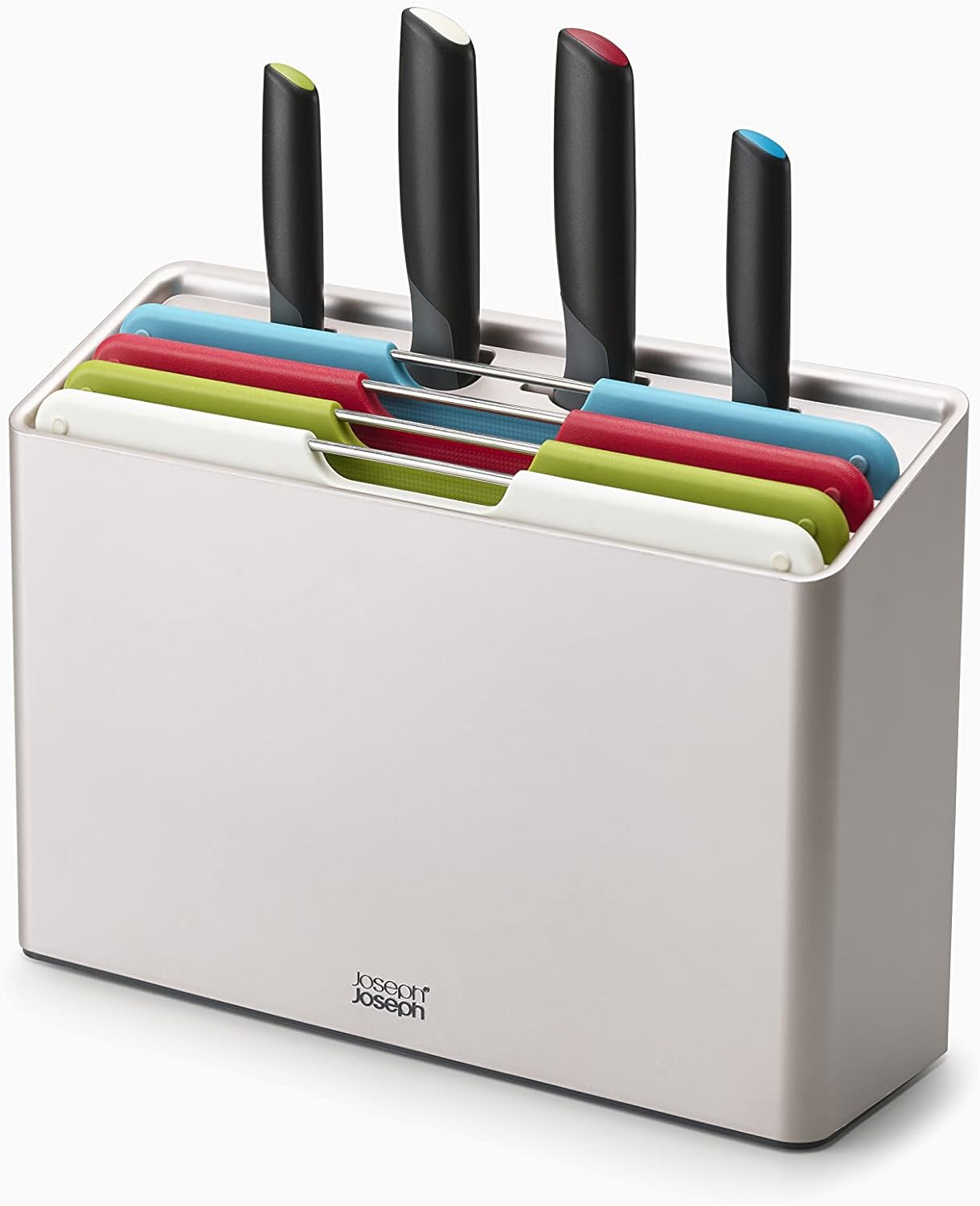 Joseph Joseph Folio Plus, 8-Piece Colour Coded Knife & Chopping Board Set - Multicolour