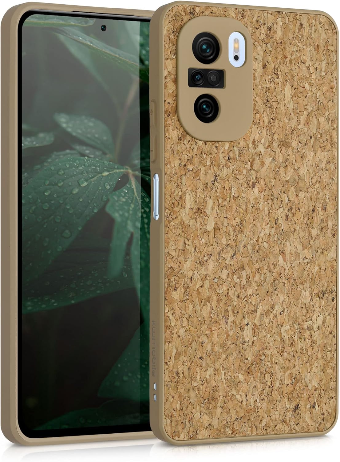 kwmobile Case Compatible with Xiaomi Mi 11i / Poco F3 - Case Made of TPU and Cork with Bumper for Phone - Light Brown