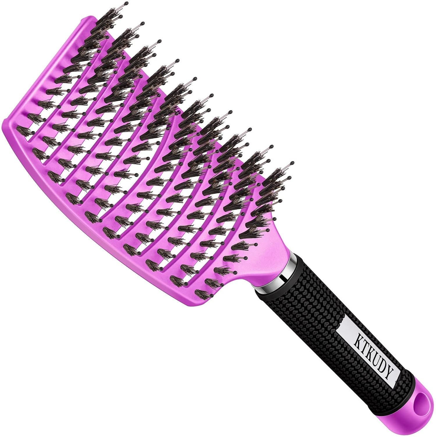 Detangling Brush Boar Bristle Hairbrush for Adult & Kids Wet or Dry Hair - KTKUDY Detangler Hair brush Getting Knots Out without Pain - Adds Shine and Makes Hair Healthier