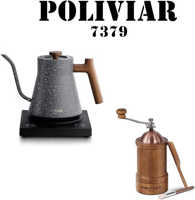 POLIVIAR Gooseneck Kettle & Manual Coffee Grinder