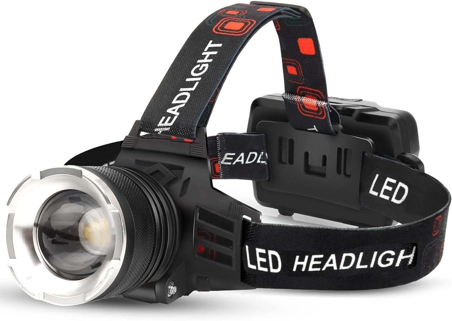 AMAKER LED Rechargeable Headlamp, 900000 Lumens Super Bright with 5 Modes & IPX7 Level Waterproof USB Rechargeable Zoom Headlamp, 90 Adjustable for Outdoor Camping, Running, Cycling, Climbing, Home