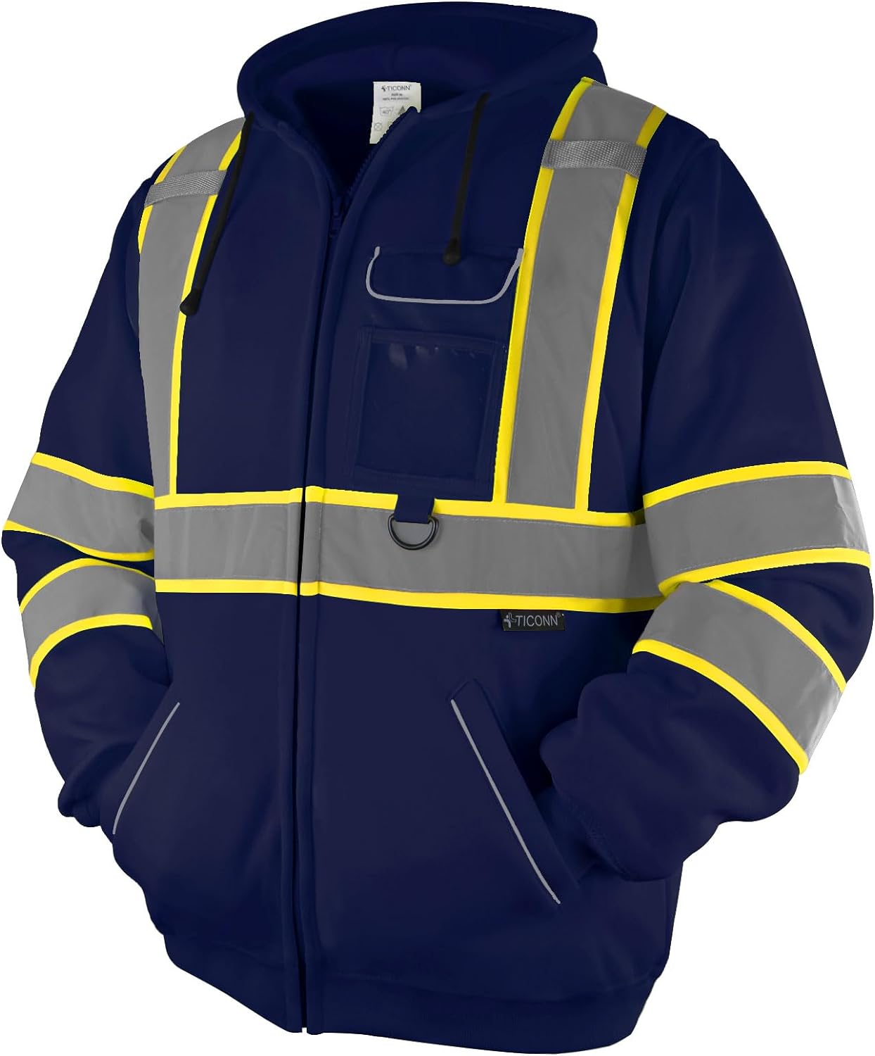 TICONN Safety Hoodie Jacket, High Vis Reflective Safety Fleece Hoodie, PPE Gear for Cold Weather Meet ANSI III