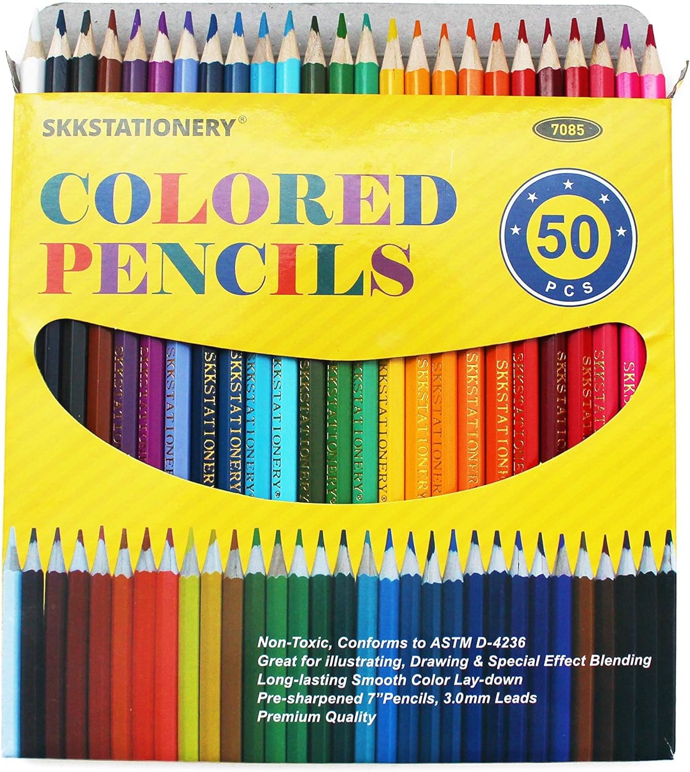 SKKSTATIONERY 50Pcs Colored Pencils,50 Vibrant Colors, Drawing Pencils for Sketch, Arts, Coloring Books, Christmas Halloween Gifts