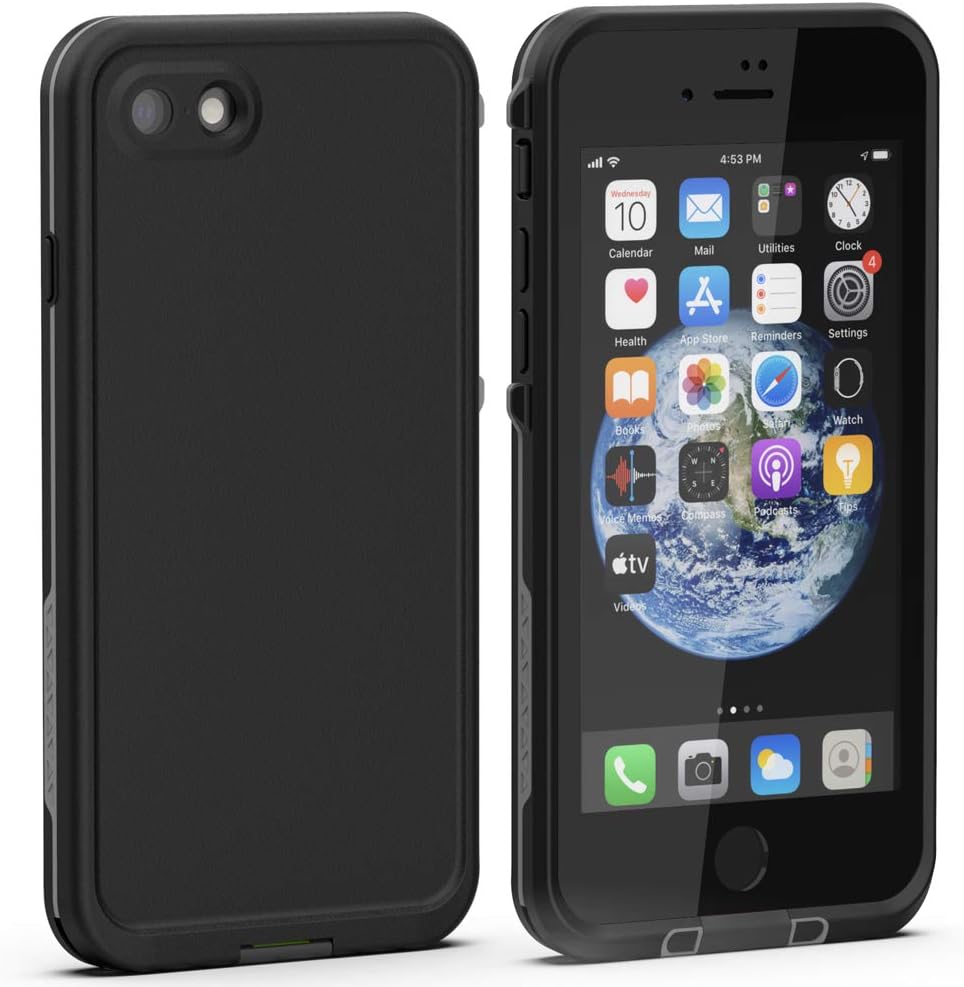 Waterproof iPhone SE 2020 / 8 Case, IP68 Full-Body Sturdy, Built-in Screen Protector, Shockproof 4.7 Cover - Black