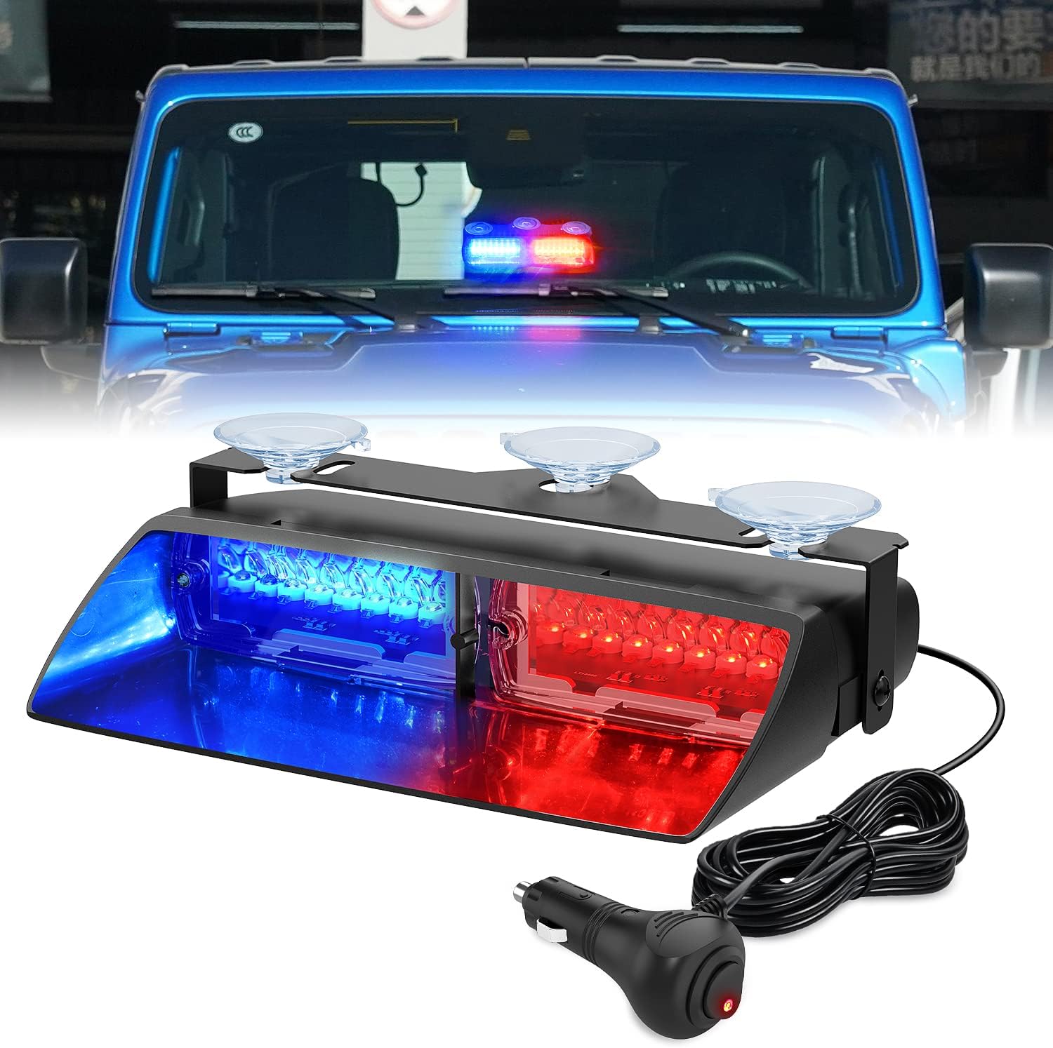 Nilight Emergency Strobe Lights, Windshield Hazard Warning Safety Flash Lights with Suction Cups, Super Bright LED Strobe Lights for Police Enforcement Firefighters Vehicle Truck, 2 Years Warranty