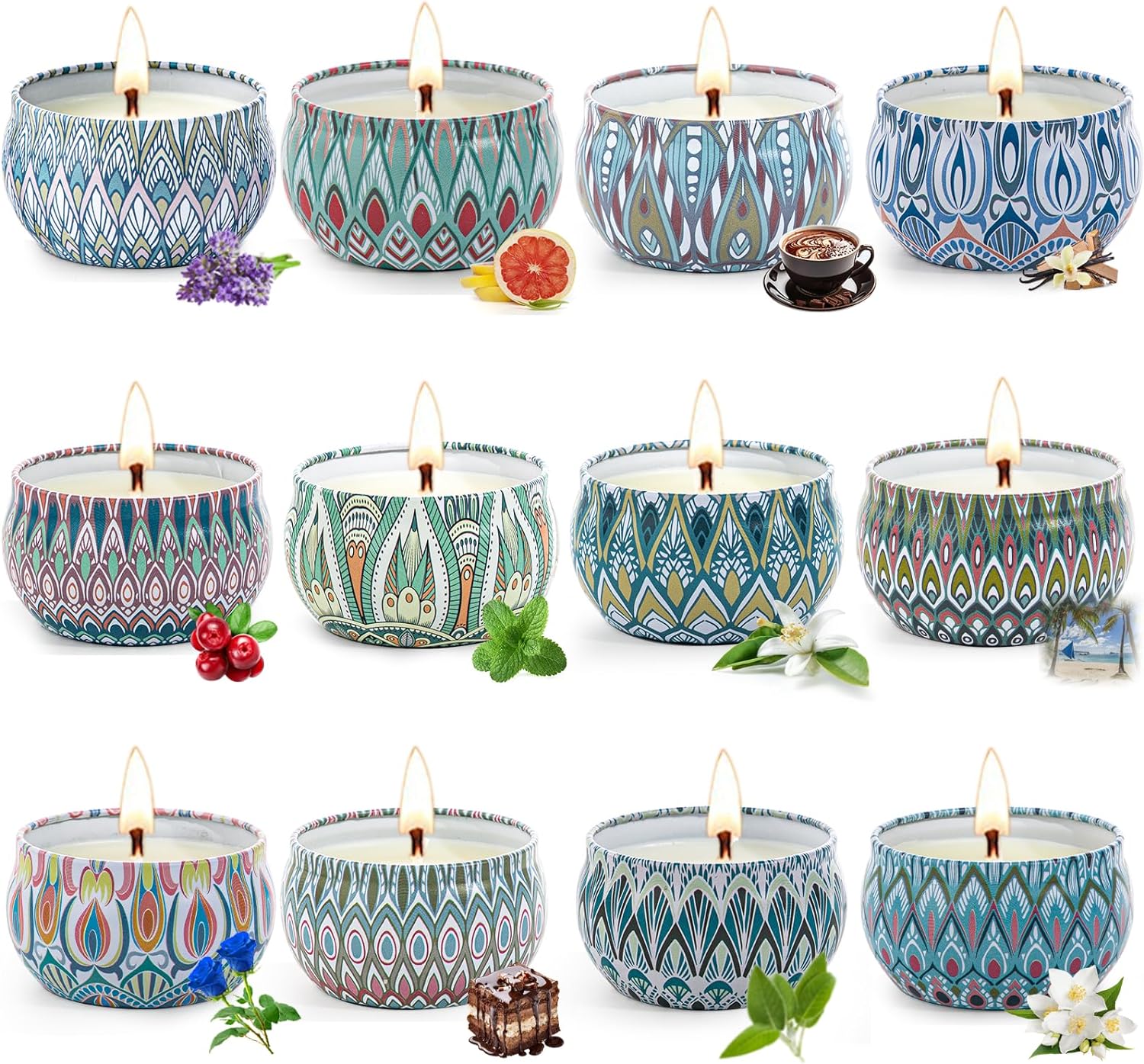 12 Pack Aromatherapy Candles Gift Set, Scented Candle Set, Candles for Home Scented, 300H Burning, Birthday Stress Relief Gifts for Women, Ideal Candles Gift for Mothers Day
