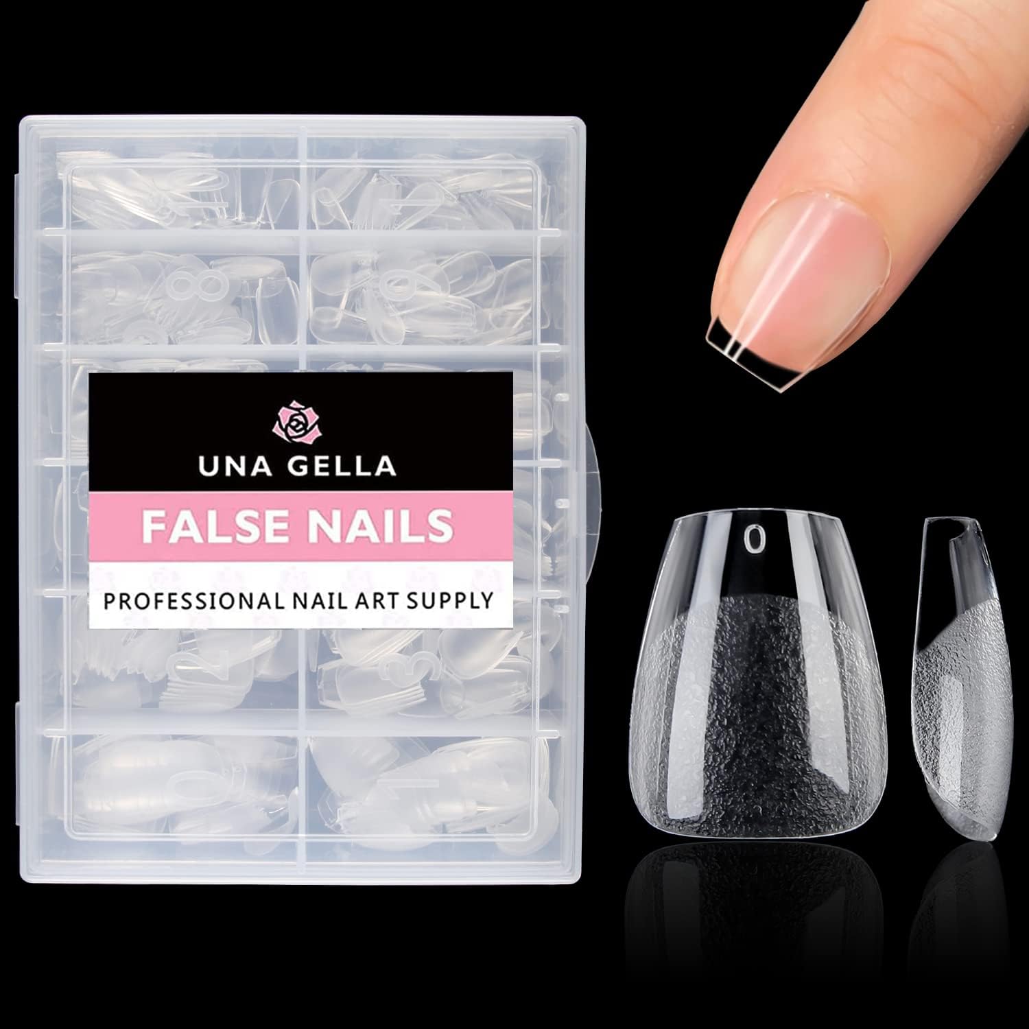 UNA GELLA 504PCS Extra Short Gel x Nail Tips Coffin Shape - Pre Etched Glue On Fake Nails No C Curve For Women Acrylic Press On Nail Extension Full Cover At Home