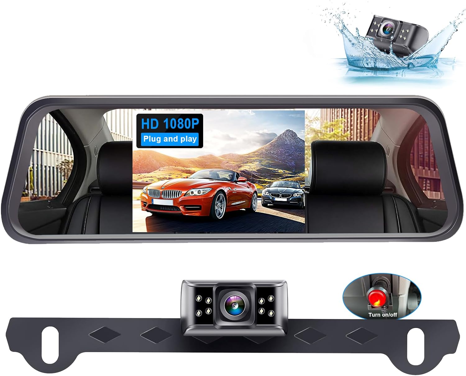 Backup Camera Mirror Easy Set-up: Plug and Play HD 1080P Clear Image Color Night Vision Rear View Mirror with License Plate Camer DIY Guide Lines Waterproof for Car/Truck/SUV/Minivan LeeKooLuu LK1