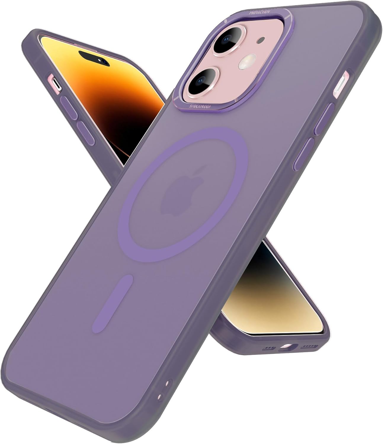 for iPhone 12 Case/iPhone 12 Pro Case, [Strong Magnetic Attraction] [Compatible with MagSafe] Shockproof Slim Translucent Matte iPhone 12/12 Pro Phone Case Cover for Women Men, Purple