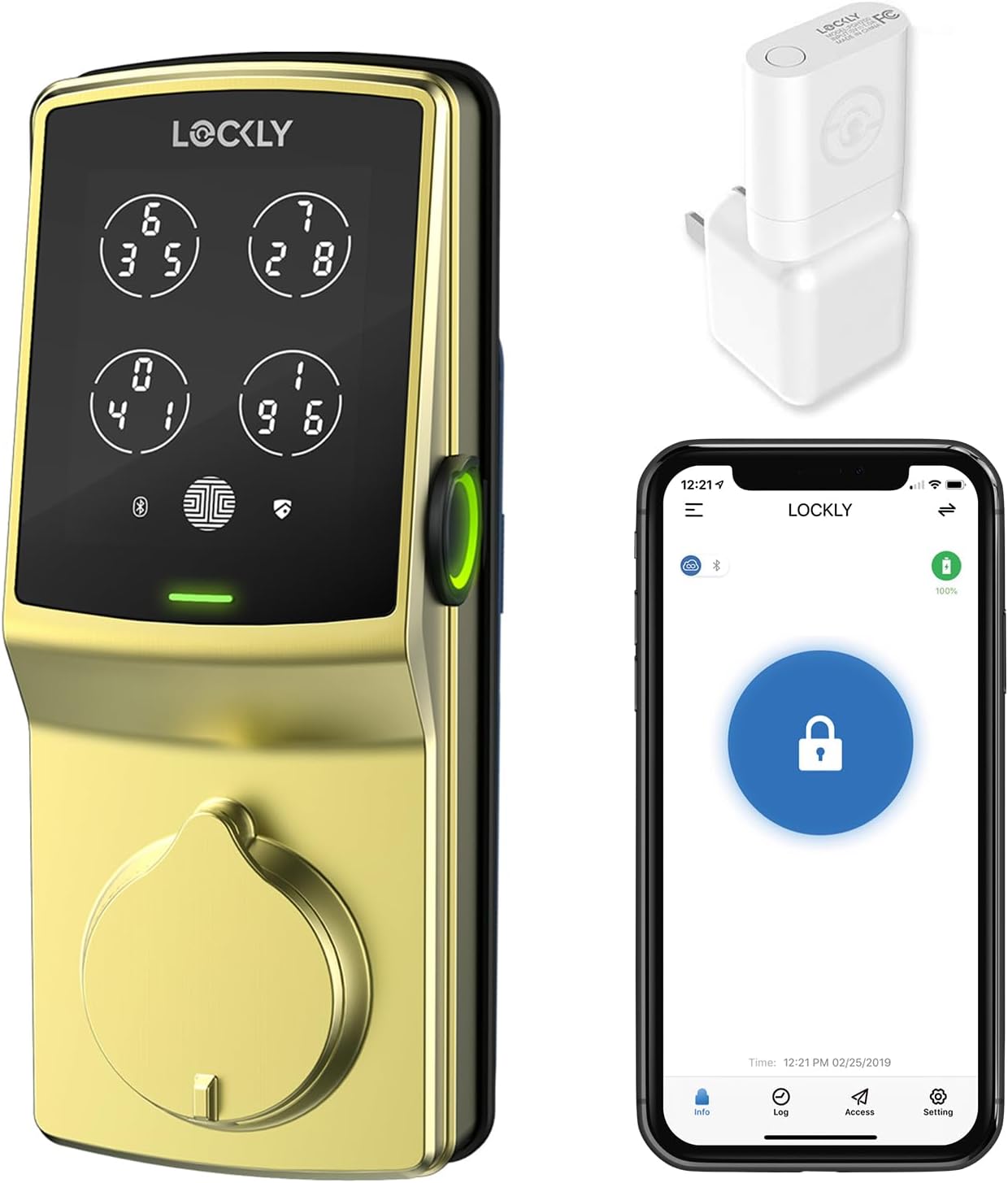 Lockly Secure Pro Smart Lock - Keyless Entry Deadbolt, Fingerprint Sensor, App Control, Key, Voice Control, Auto Lock PGD728WMG- Brushed Gold (Wi-Fi Hub Included)