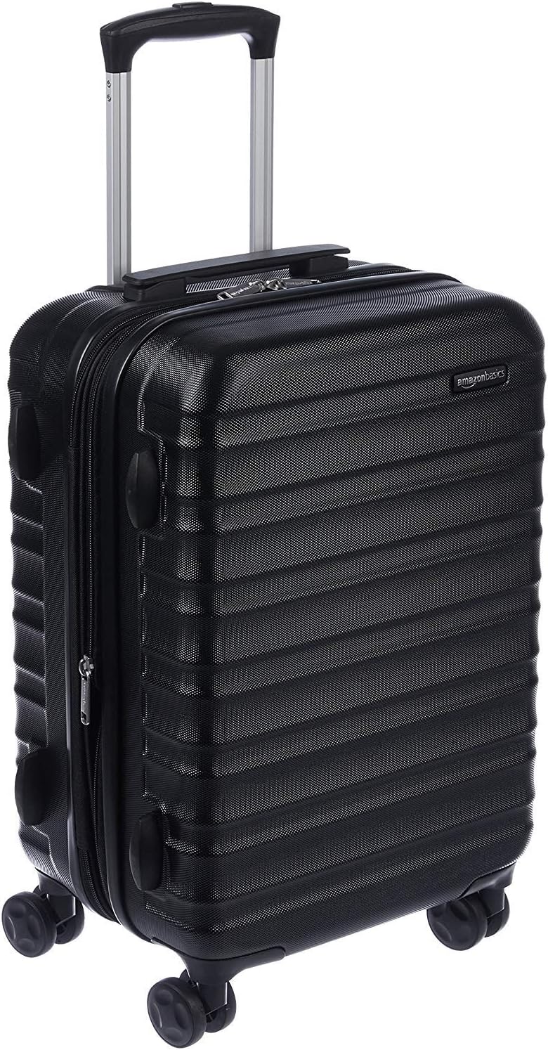 Amazon Basics Expandable Hardside Carry-On Luggage, 20-inch Spinner with Four Spinner Wheels and Scratch-Resistant Surface, Black