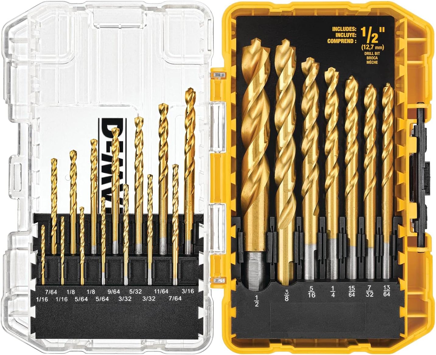 DEWALT Titanium Nitride Coated Drill Bit Set, Pilot Point, 21-Piece (DW1361)