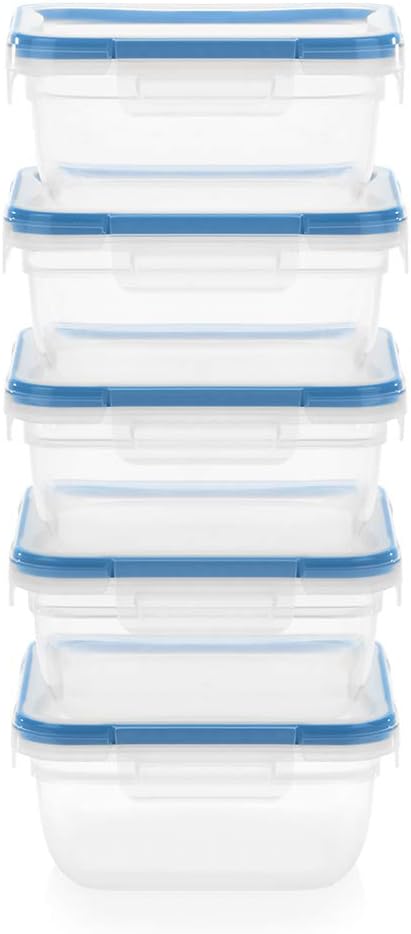 Snapware Total Solution Store More Set for Food Storage, 5.5-Cup Clear Containers with Lids, 10 Pieces, Airtight, Leak-Proof Lids, BPA Free