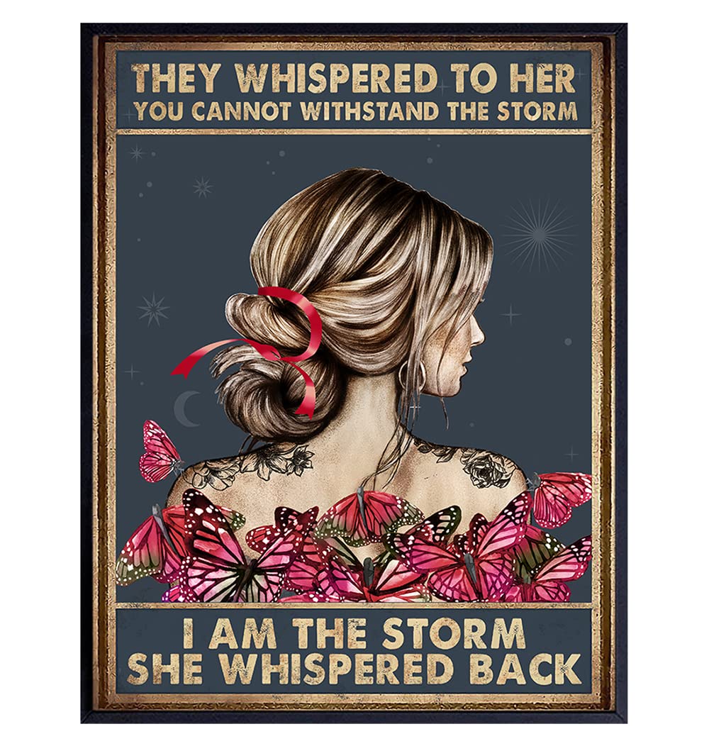 Inspirational Wall Art &amp; Decor -LARGE 11x14- They Whispered to Her You Cannot Withstand The Storm Decor - She Whispered Back I Am The Storm - Boho Art - Positive Quotes - Encouragement Gifts for Women