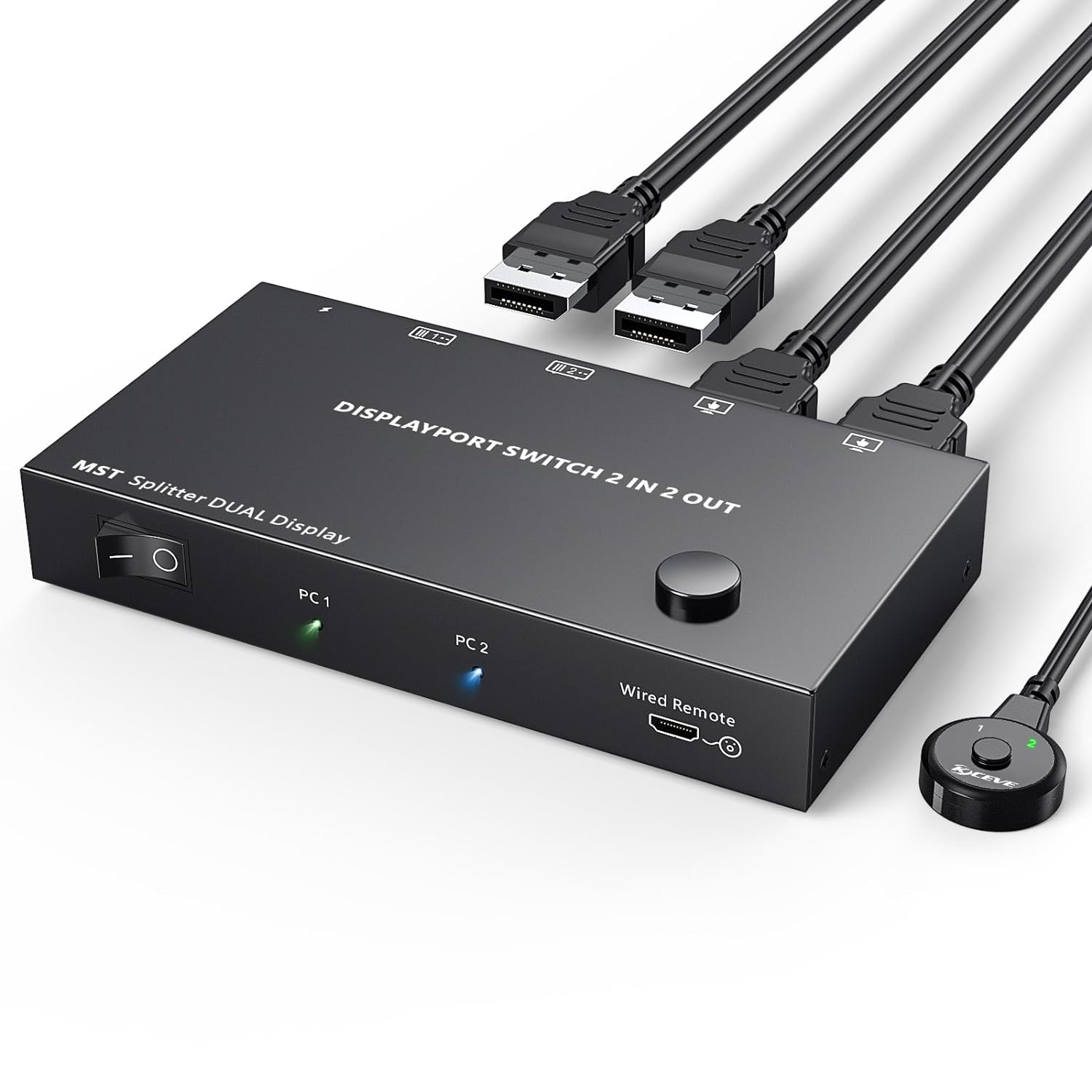 DP Switch Splitter 2 in 2 Out, MST SST DisplayPort Splitter for 2 Computers Switch to 2 Monitors, Support 4K@60Hz Resolution