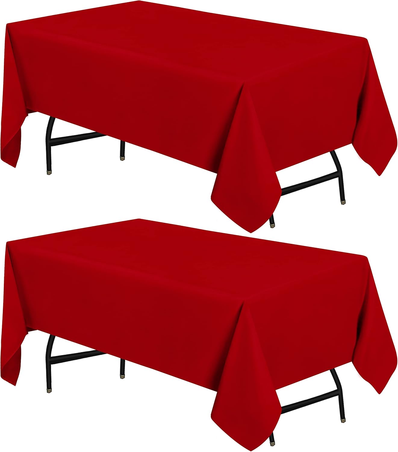 Utopia Kitchen Rectangle Table Cloth 2 Pack [60x84 Inches, Red] Tablecloth Machine Washable Fabric Polyester Table Cover for Dining, Buffet Parties, Picnic, Events, Weddings and Restaurants