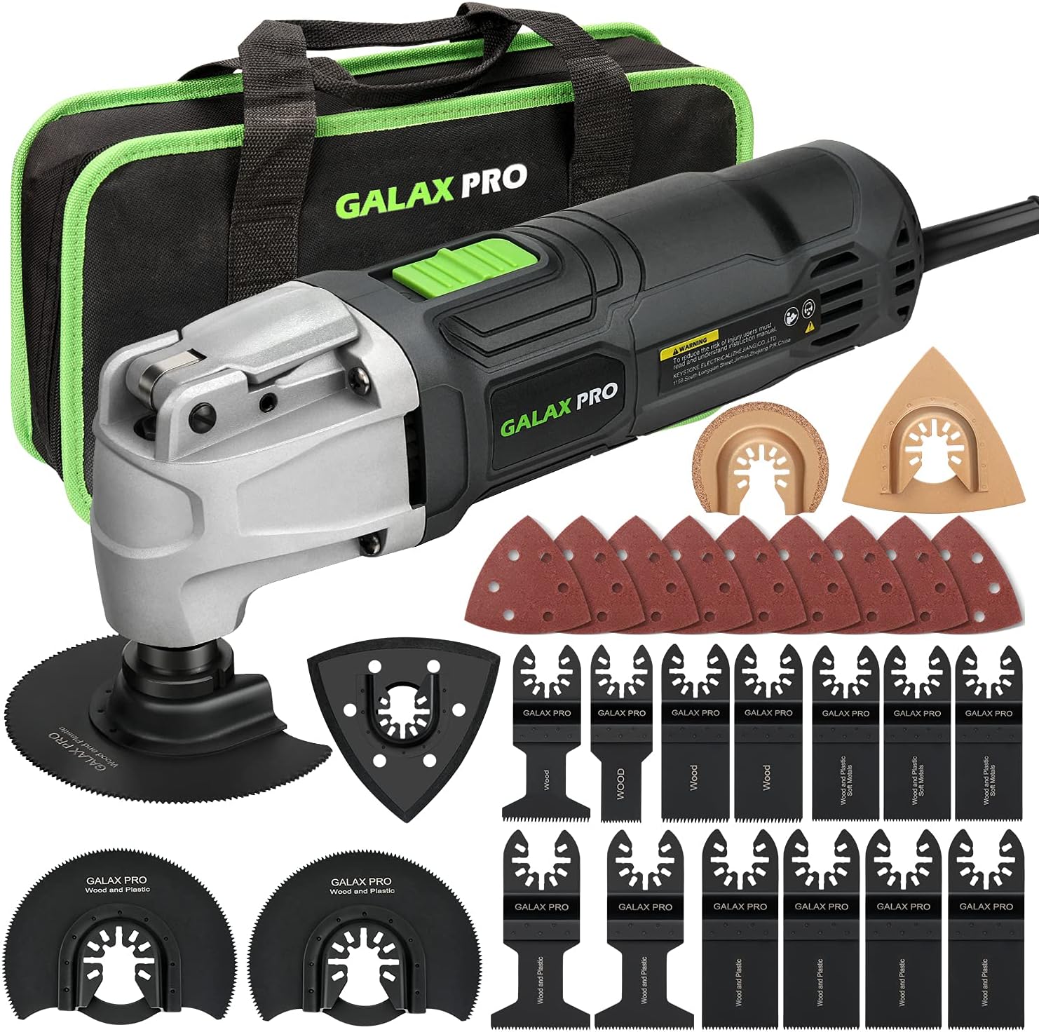 GALAX PRO 2.4Amp 6 Variable Speed Oscillating Multi-Tool Kit with Quick-Lock accessory change, Oscillating Angle:3, 28pcs Accessories and Carry Bag