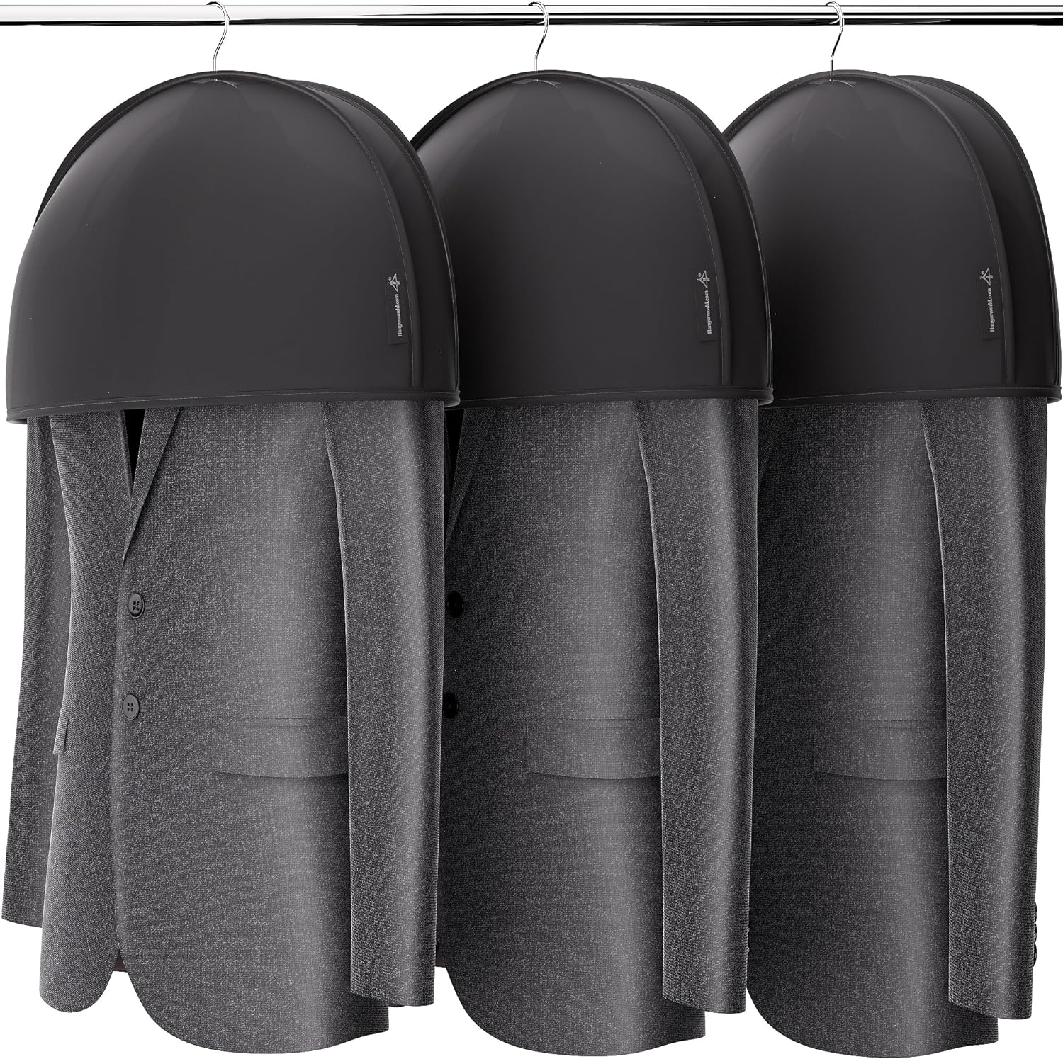 HANGERWORLD Gusseted Shoulder Dust Cover Garment Protector Bags for Closet Storage (5 Pack, Black)