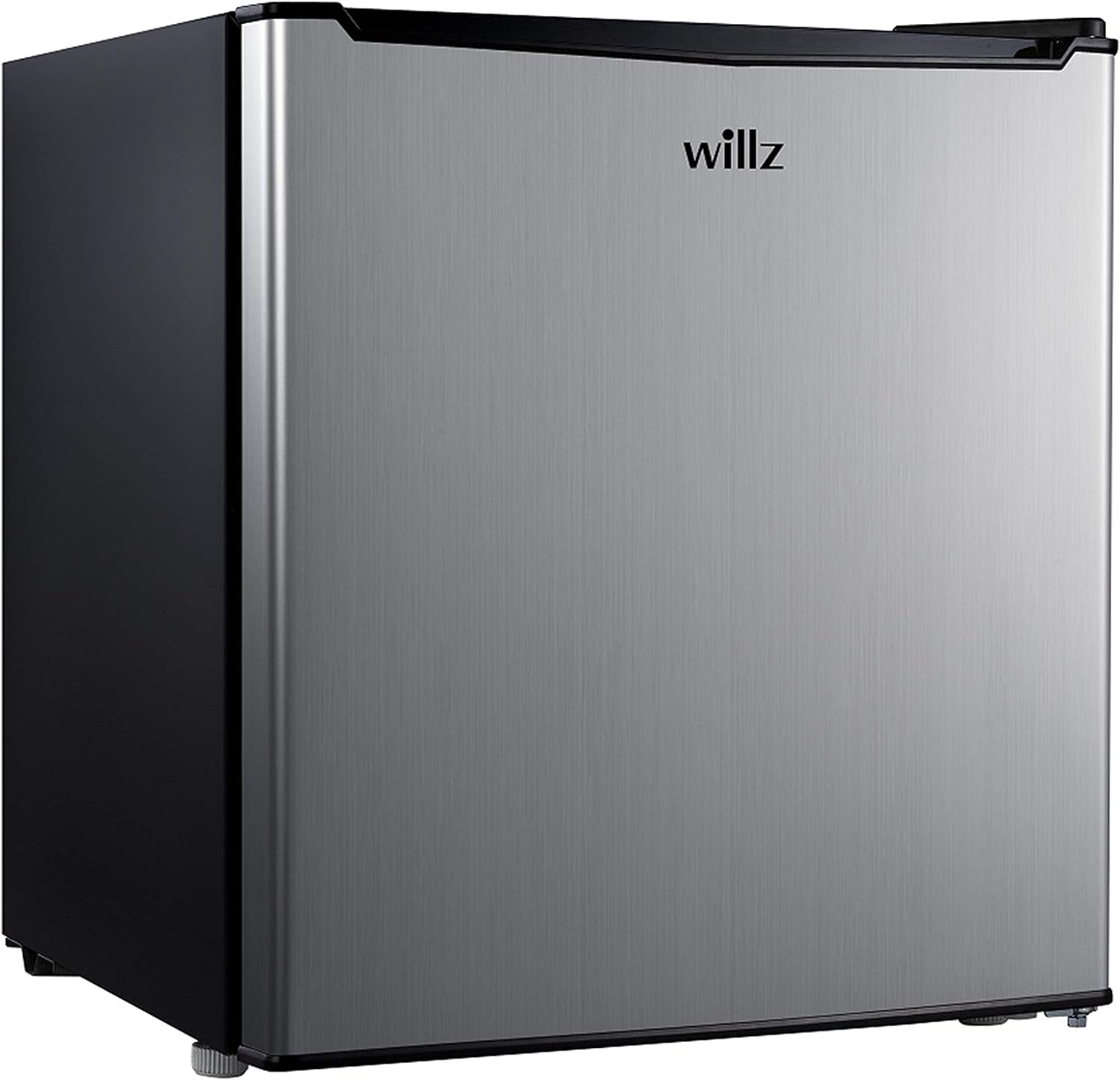 Willz WLR17S5 Compact Refrigerator, 1.7 Cu.Ft Single Door Fridge, Adjustable Mechanical Thermostat with Chiller, 1 Coated Wire Slide-Out Shelf, 1 Power Cord, Stainless Steel Look