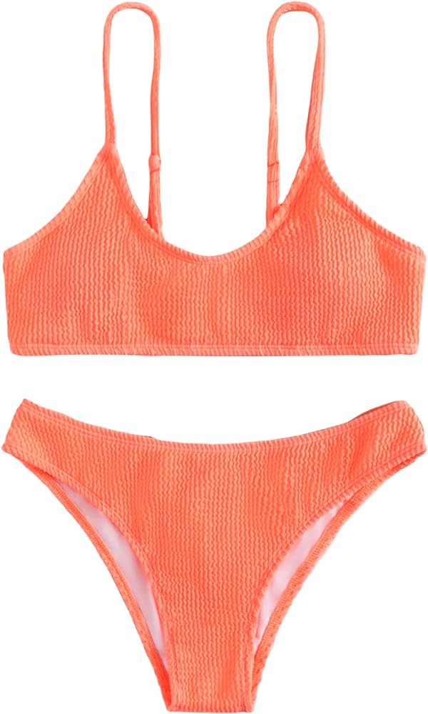 SOLY HUX Bikini Sets for Women Solid Textured Bikini Bathing Suits 2 Piece Swimsuit