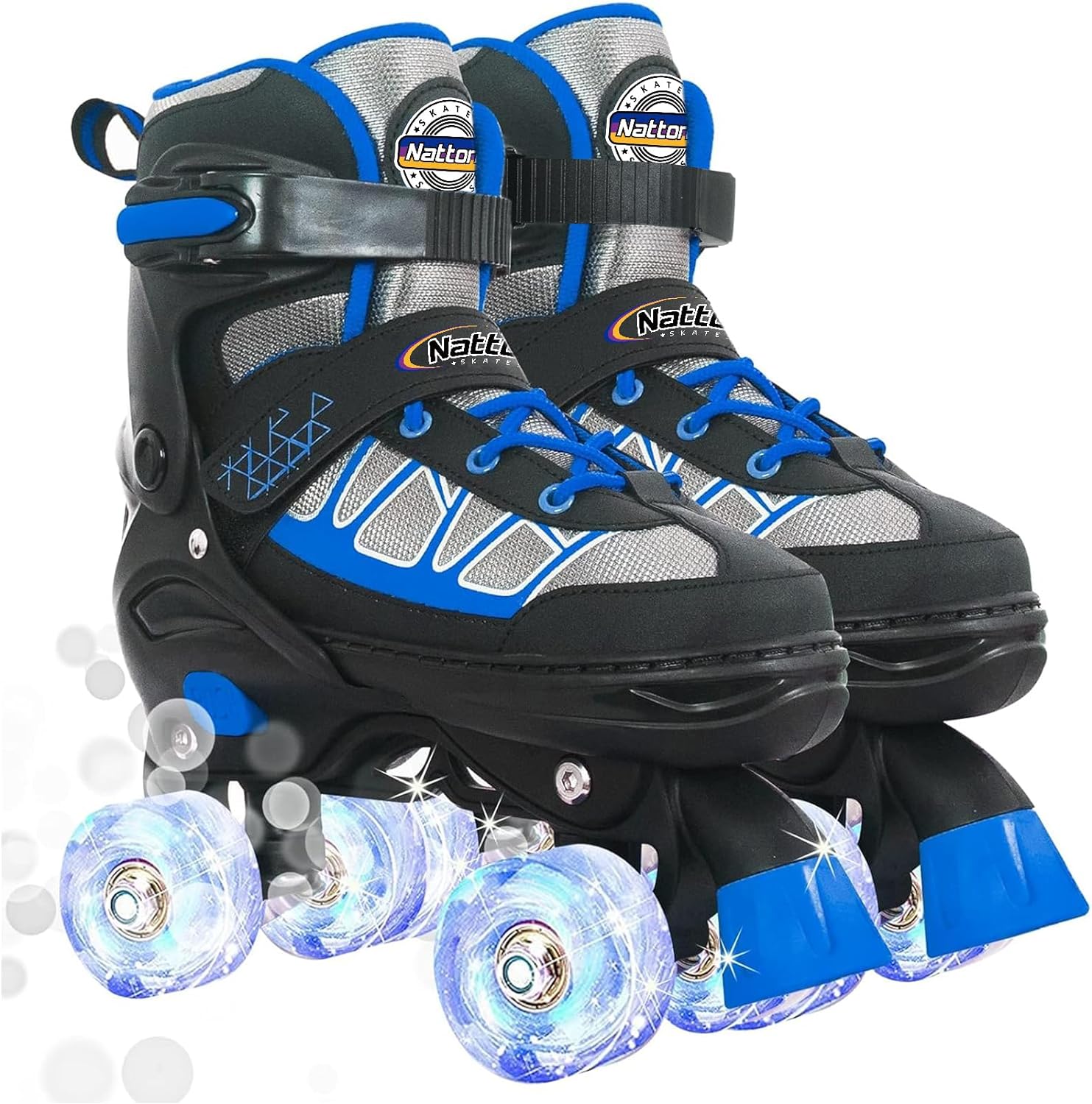 Nattork Roller Skates for Kids Boys Girls, 4 Size Adjustable Rollerskates with Light Up Wheels for Children Beginners for Outdoor Indoor