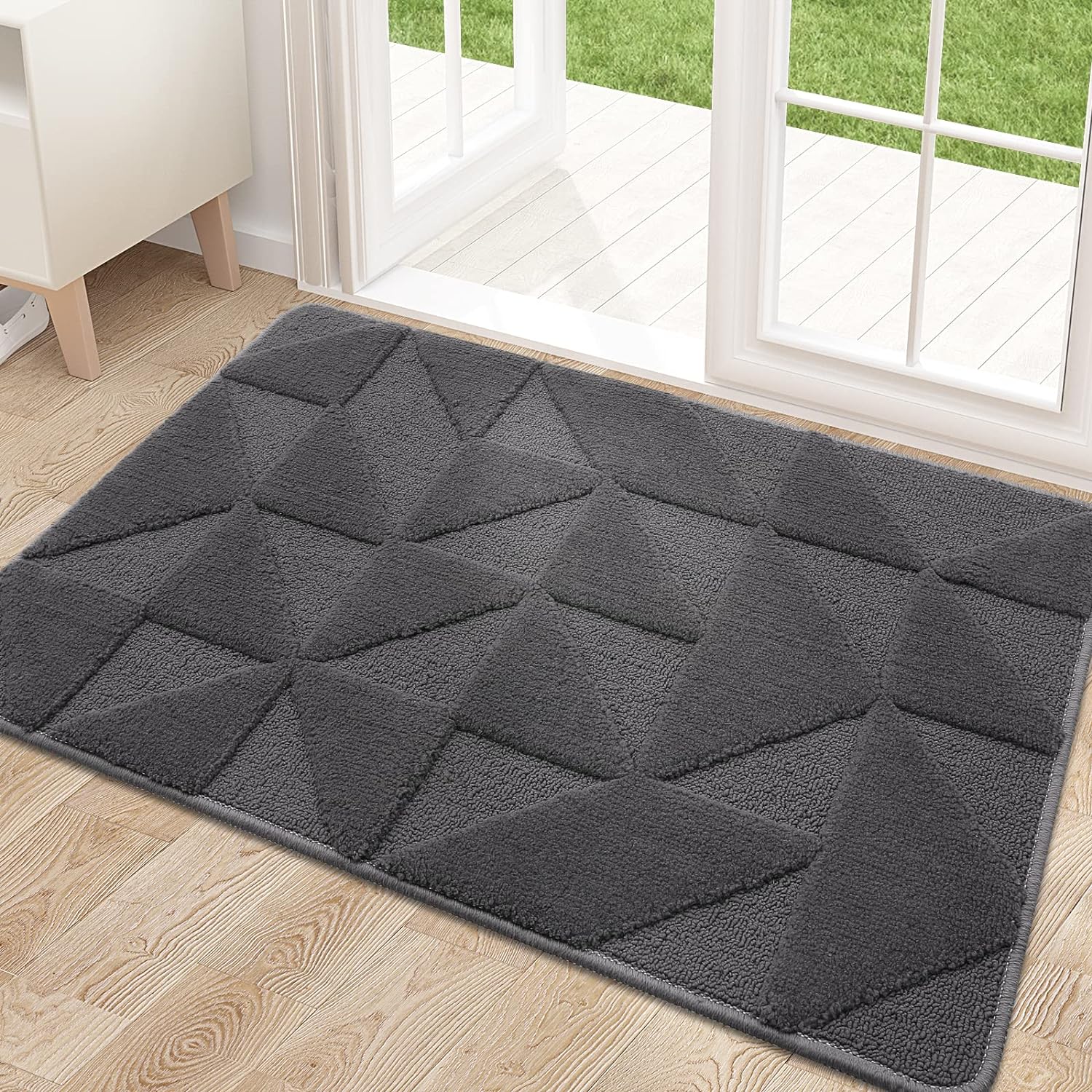 OLANLY Door Mats Indoor, Non-Slip, Absorbent, Dirt Resist, Entrance Washable Mat, Low-Profile Inside Entry Doormat for Entryway (30x17 inches, Dark Grey)