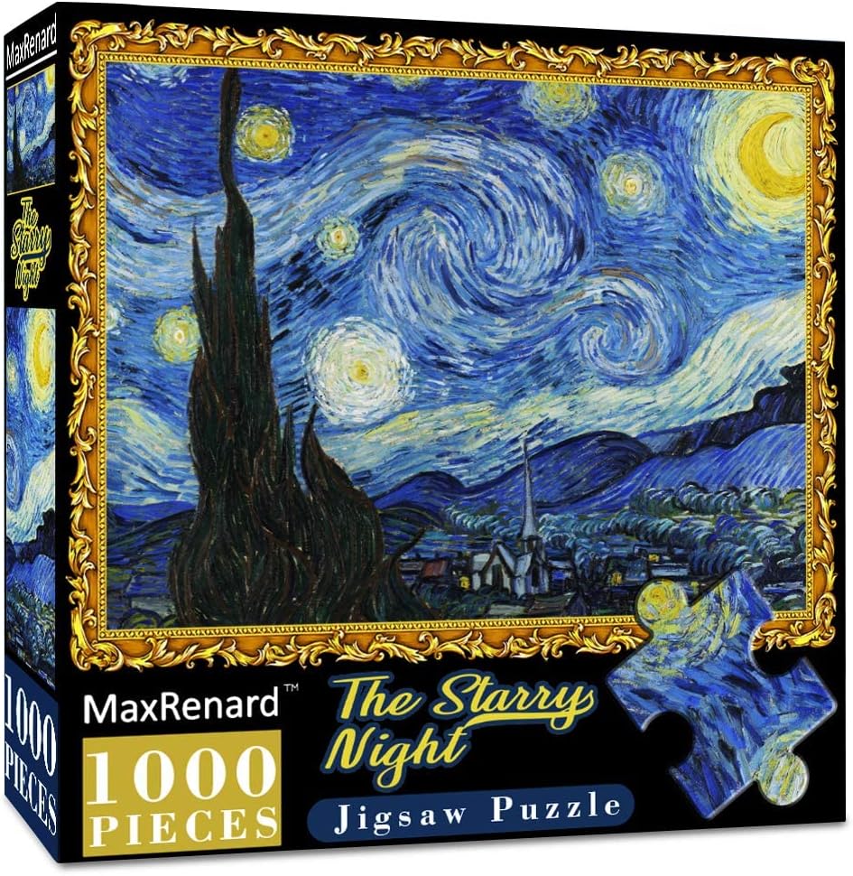 MaxRenard Starry Night Puzzle 1000 Pieces Van Gogh Puzzle 1000 Piece Puzzles for Adults Artwork Jigsaw Puzzle Family Game Puzzle