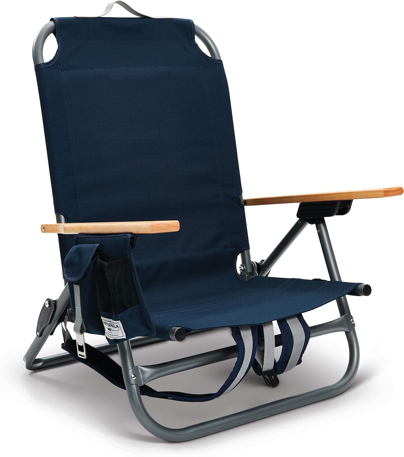 Sport-Brella SunSoul Folding Light-Weight Backpack Beach Chair,Cup Holders|Arm Rest|Foldable, Aluminum, Navy