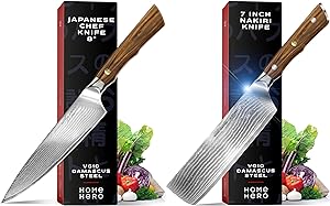 Home Hero 2 Pcs Chef Knife   2 Pcs Nakiri Knife