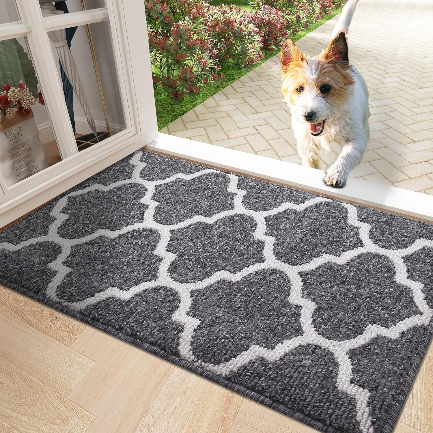 OLANLY Indoor Door Mat, 32x20, Non-Slip Absorbent Resist Dirt Entrance Mat, Washable Low-Profile Inside Floor Mat Doormats for Entryway, Black