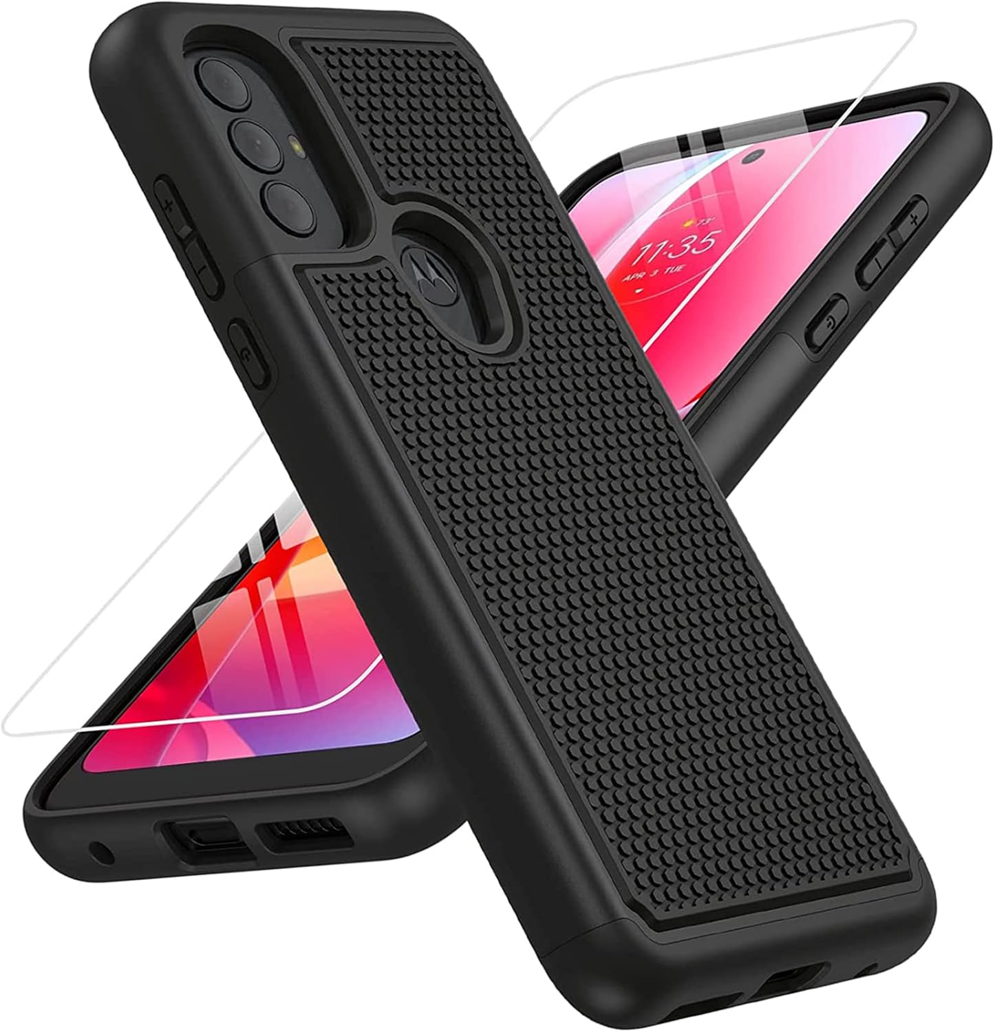 BNIUT for Motorola Moto G Power 2022 Case: Moto G Play 2023 case & Moto G Pure 2021 case - Dual Layer Protective Heavy Duty Phone Cover Shockproof Rugged with Non Slip Textured Tough (Matte Black)