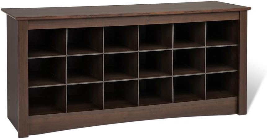 Prepac Shoe Cubbie Bench, 24 x 48 x 16, Espresso