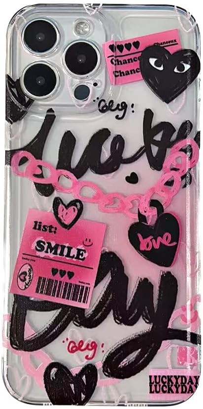 Cute Collage Heart iPhone 13 Pro Max Case - Kawaii Y2K Aesthetic Soft TPU Cover, White