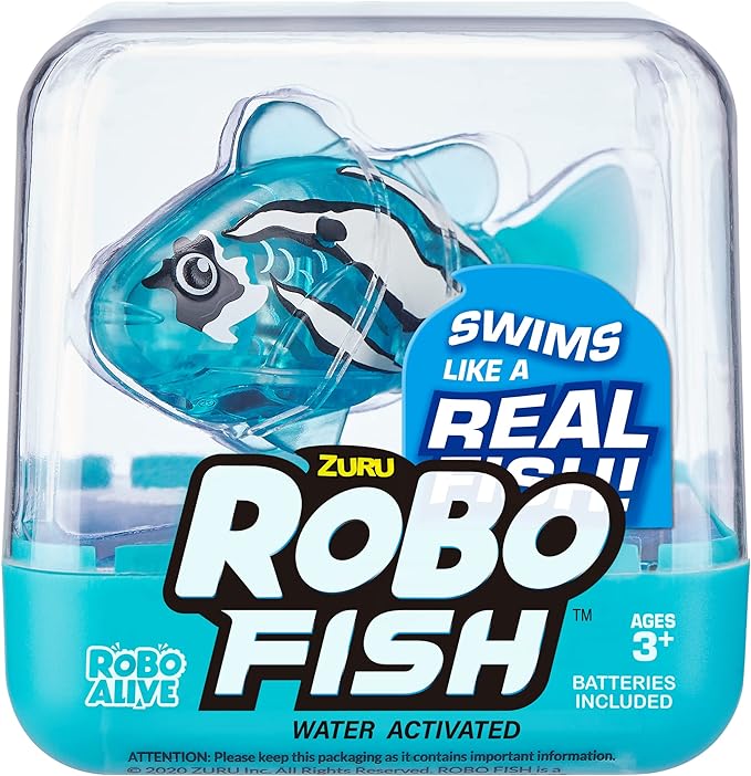 Robo Alive Robo Fish Robotic Swimming Fish (Teal   Orange 4 Pack) by ZURU Water Activated, Changes Color, Comes with Batteries, Amazon Exclusive - Teal   Orange (4 Pack)