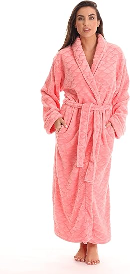 Just Love Velour Kimono Robe Hooded Bath Robes for Women Maxi Length