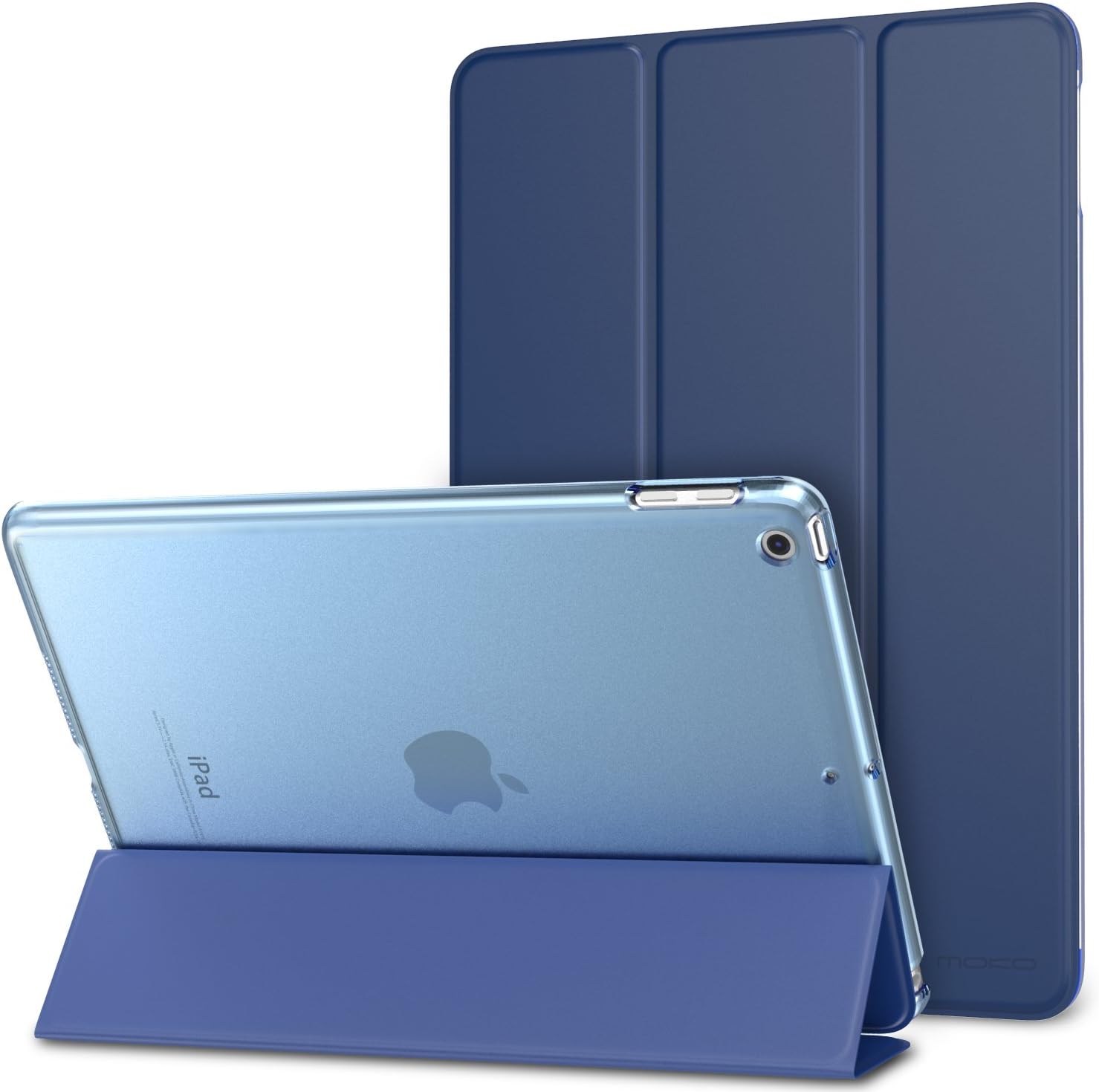 MoKo Case Fit 2018/2017 iPad 9.7 6th/5th Generation - Slim Lightweight Smart Shell Stand Cover with Translucent Frosted Back Protector Fit Apple iPad 9.7 Inch 2018/2017, Navy Blue(Auto Wake/Sleep)